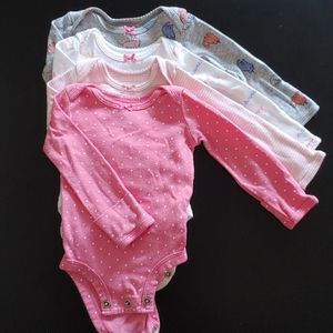 4-Pack Carter's bodysuit,newborn,girl,long sleeves